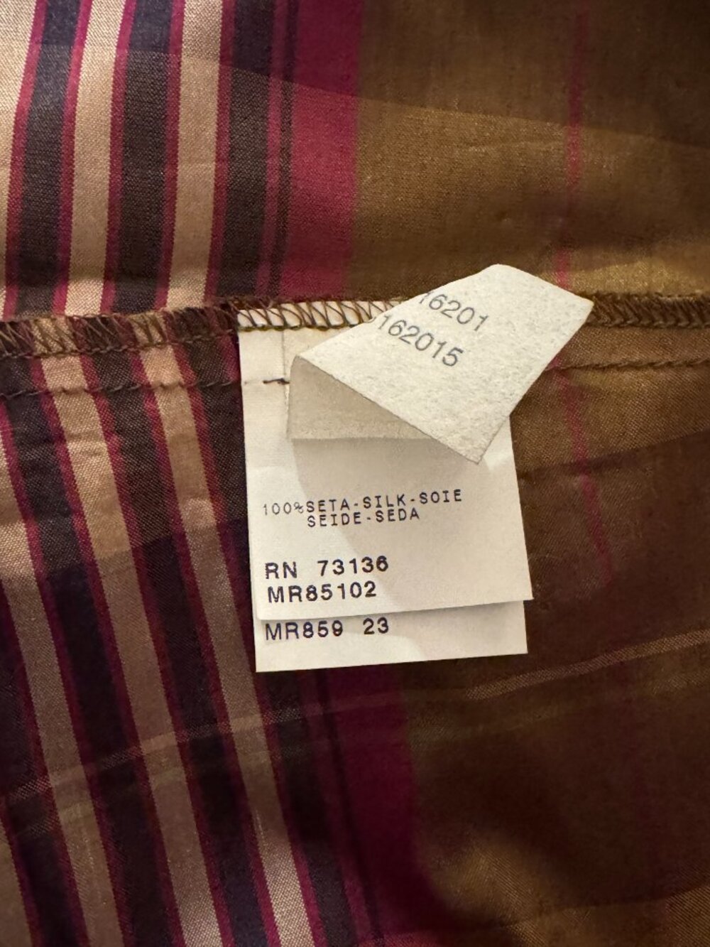 Max Mara / Marina Rinaldi Silk Plaid Top, Size 16W - Picture 7 of 11